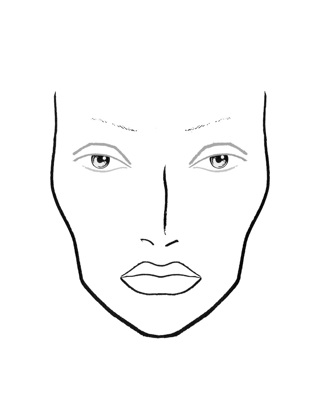Printable template makeup face